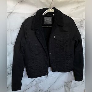 Levi's Black Denim Jacket with Sherpa Collar